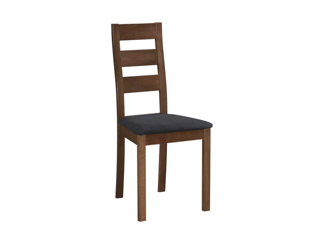 Lot de 2 chaises ALCINO - Hêtre et tissu - Coloris : Noyer et Anthracite