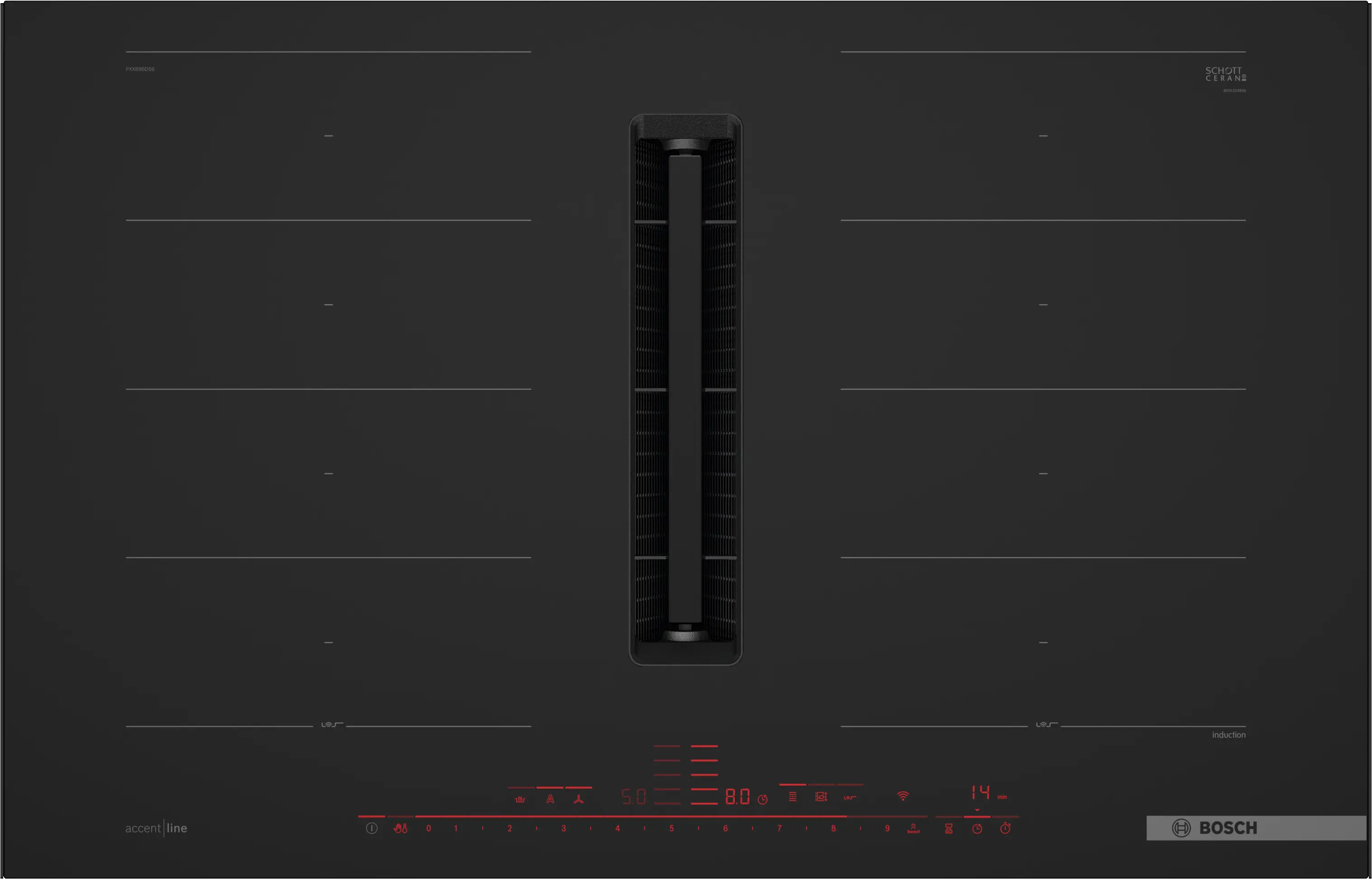 Serie 8 Inductiekookplaat met afzuiging 80 cm