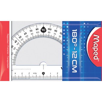 Rapporteur 180 degrés, 120 mm, en plastique