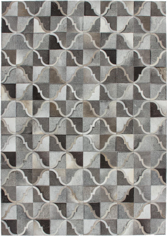 Kayoom Fellteppich »Lavish 310  Lederteppich« rechteckig 8 mm Höhe Patchwork-echtes Leder-Fell, Wohnzimmer