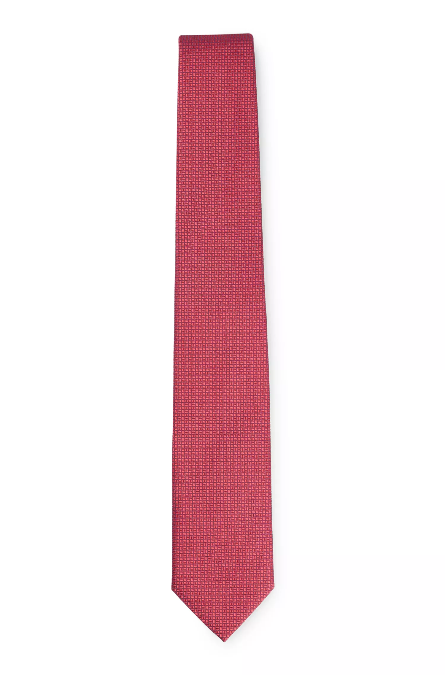 Gravata BOSS em mistura de seda preta com padrão jacquard.