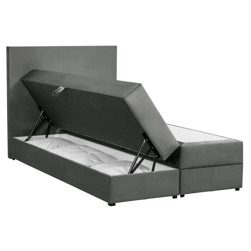 Boxspring met opbergruimte Liv egaal - grijs - 120x200 cm