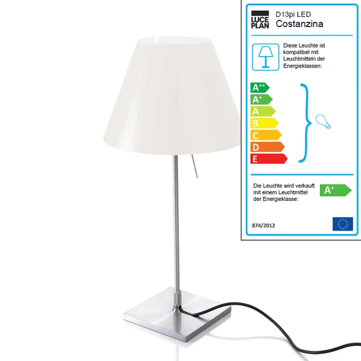 Luceplan - Costanzina Tischleuchte D13pic. Komplett, Aluminium / weiss