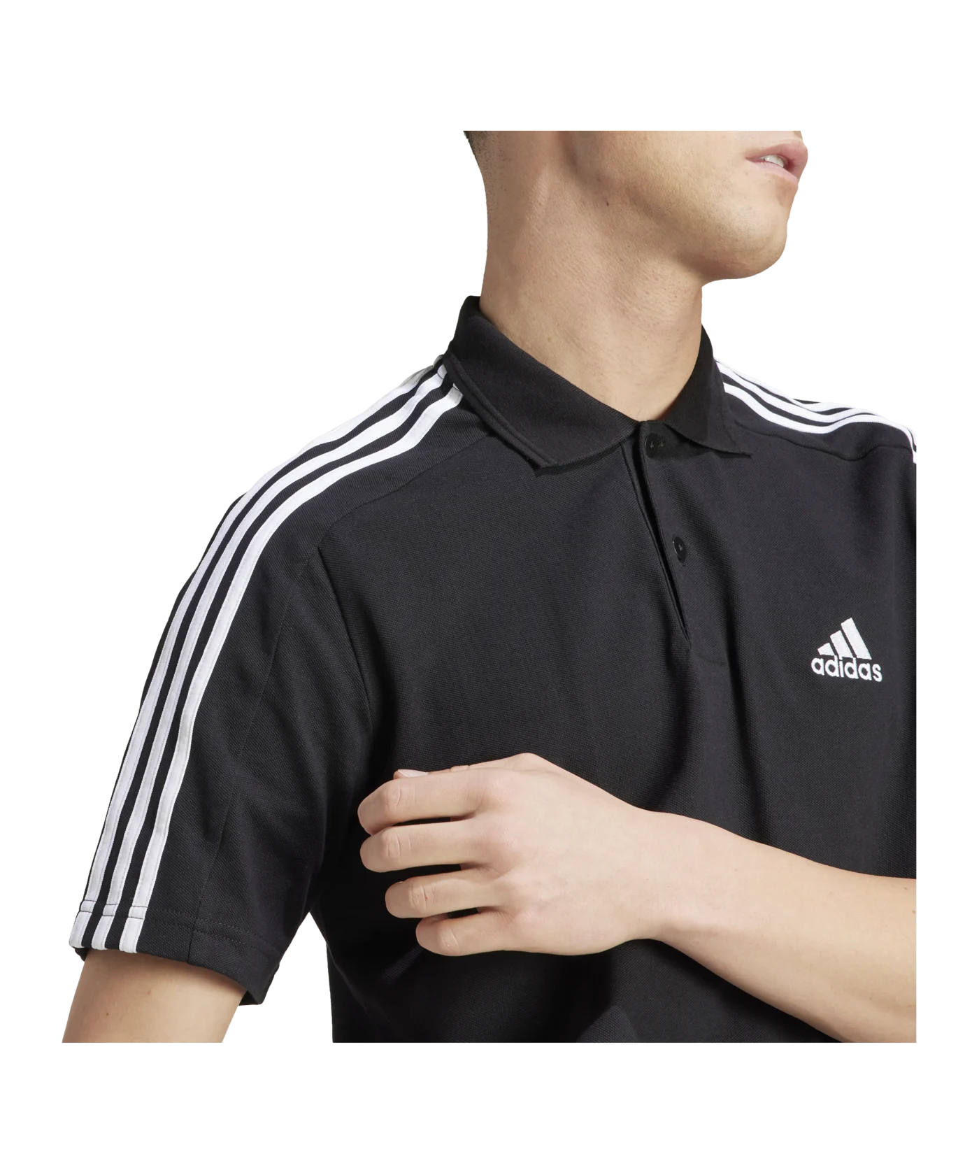 adidas Essentials Piqué Embroidered Small Logo 3-Stripes Black