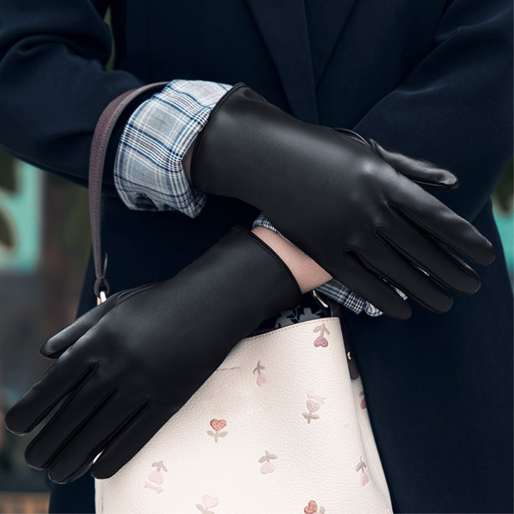 (1 Paar) Gr. S Damen Leder Handschuhe Kapazitive Touchscreen Handschuhe für Smartphone / Tablet - Schwarz