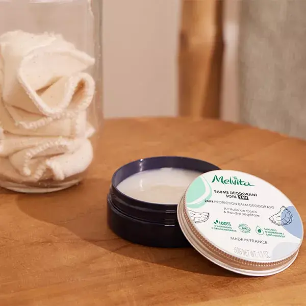 Bálsamo Desodorante Higiênico Melvita, Cuidado Eficaz 24h, Orgânico, 50g