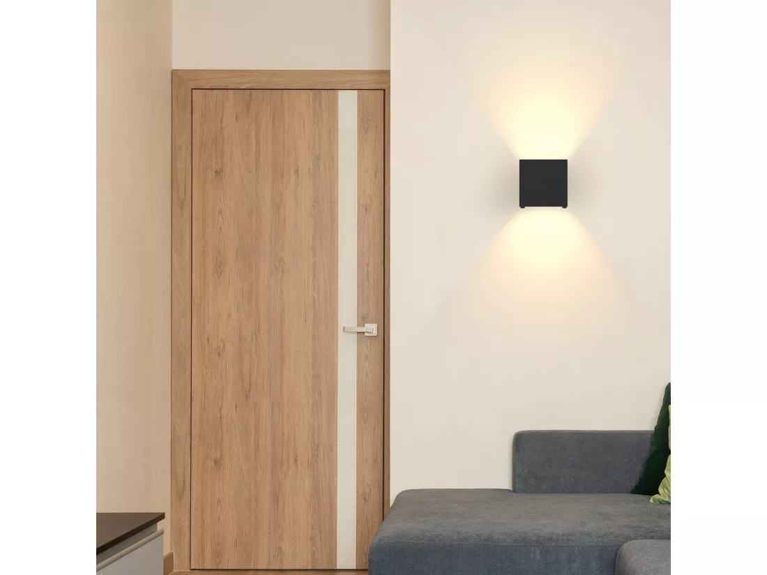 NETTLIFE LED Applique murale intérieure Noir Éclairage mural extérieur 5W Lampe extérieure Up Down Spot mural IP65 Éclairage 3000K Blanc chaud