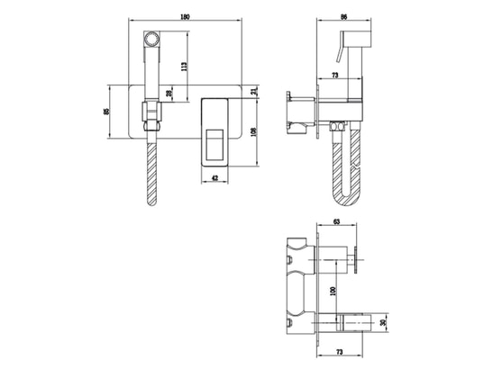 IMEX PRODUCTS - Kit douchette mitigeur encastré wc ou bidet salle de bain im...