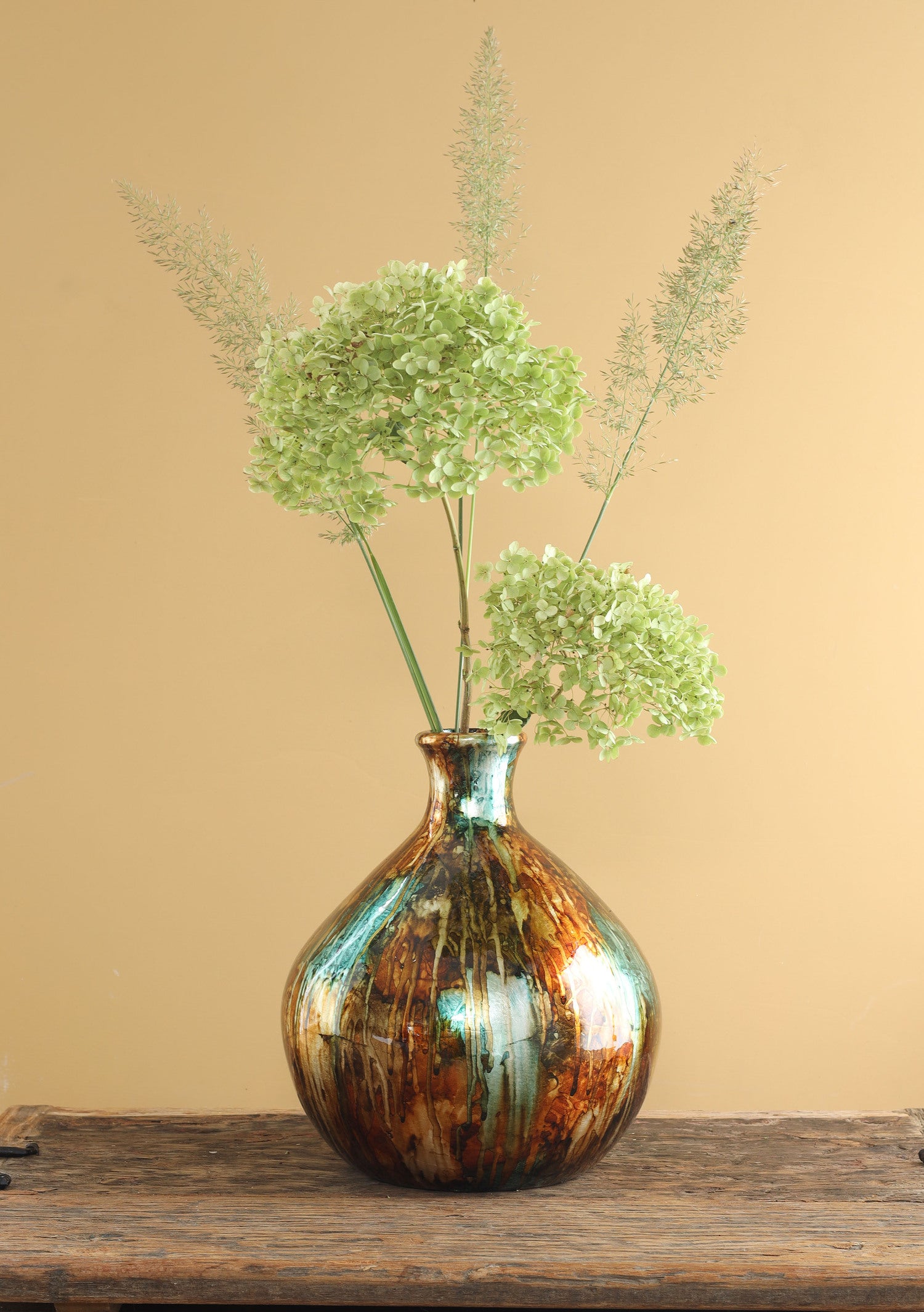 Vaas Dazzle goud / blauw 23 x 23 x 25 cm