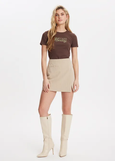 T-shirt met print selfcare bruin (BRN.L)