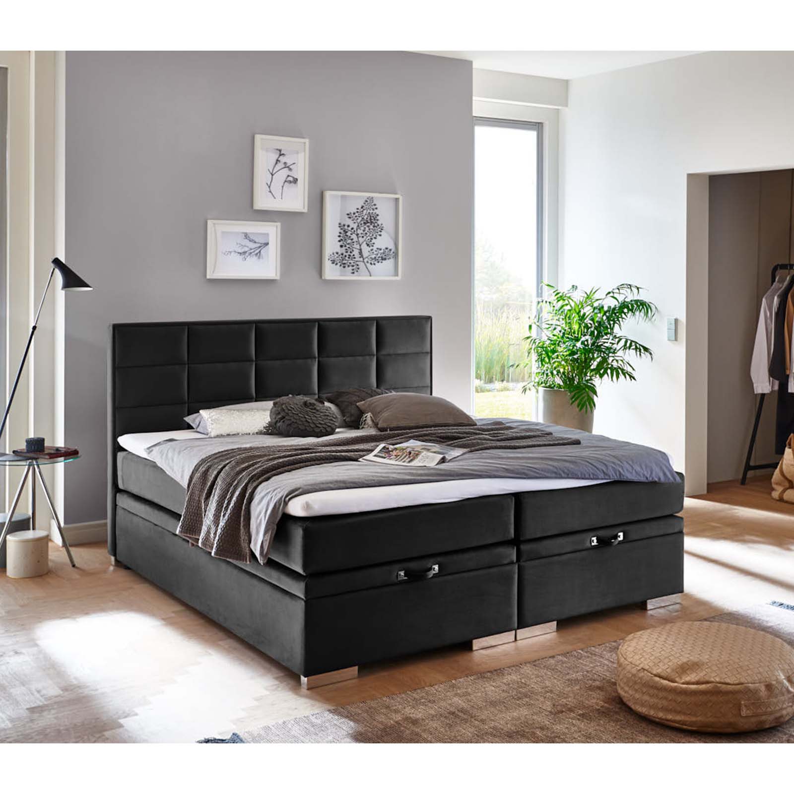 Boxspringbett - schwarz - H3 - 140x200 cm