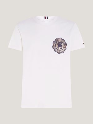 Camiseta com estampa xadrez e monograma TH