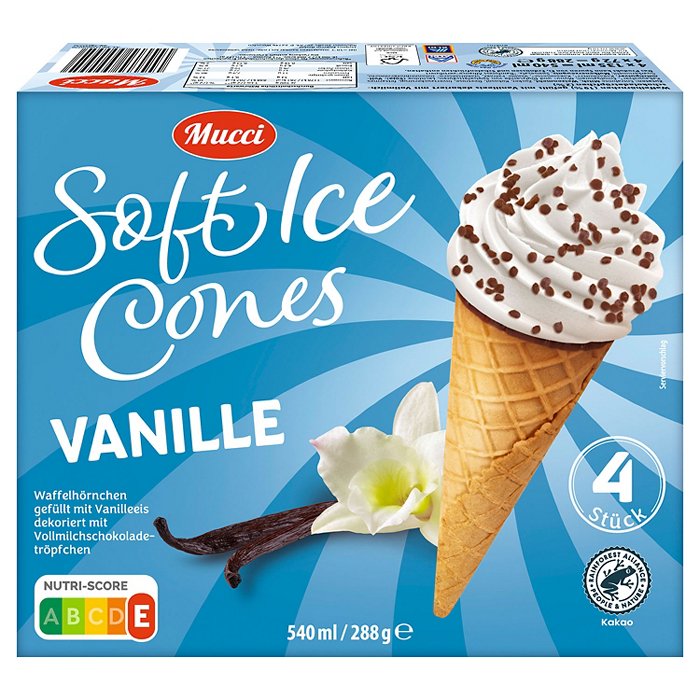 MUCCI Soft Ice Cones 540 ml, Vanille