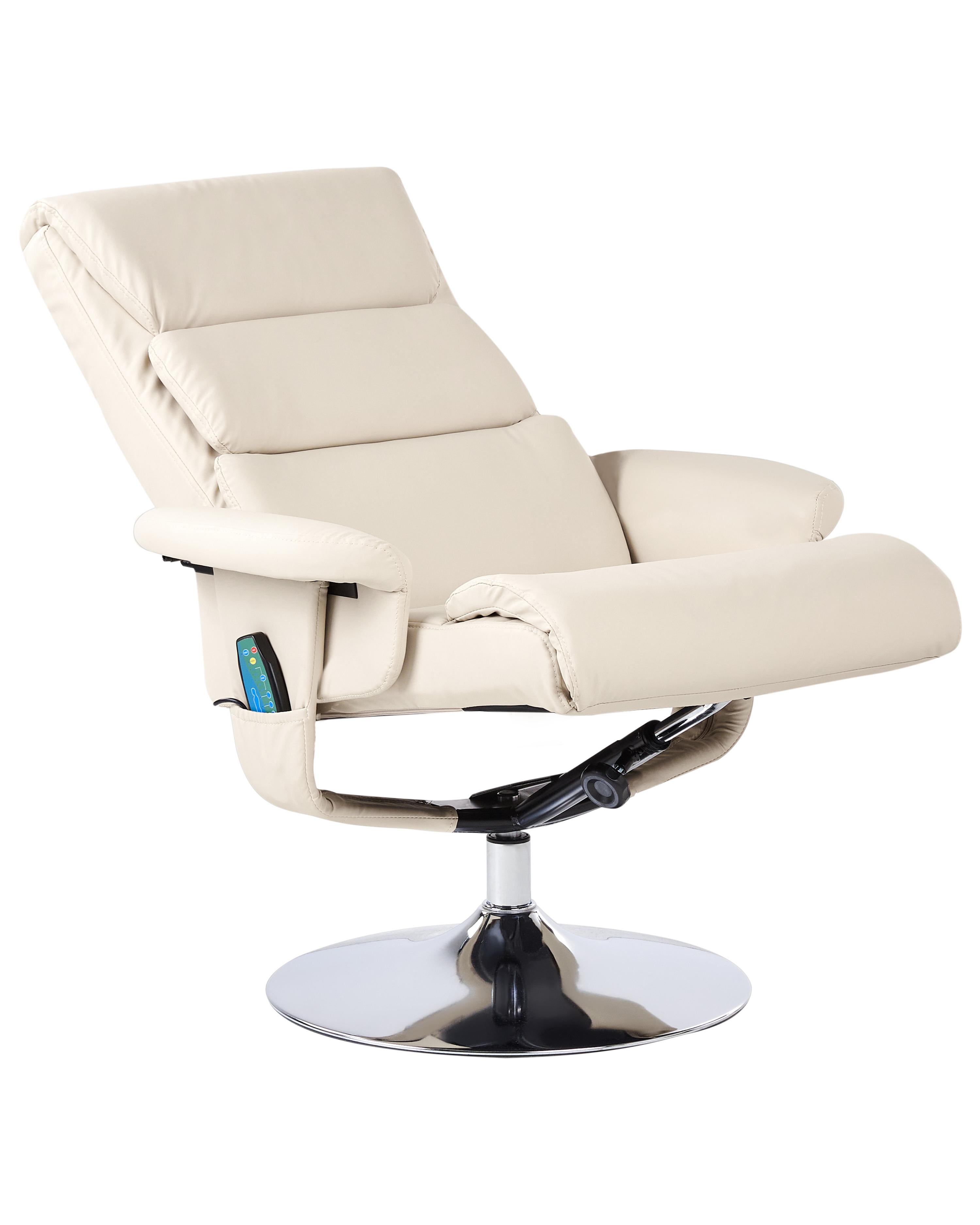 Massagestoel LEGEND met voetenbank Kunstleer Lichtbeige