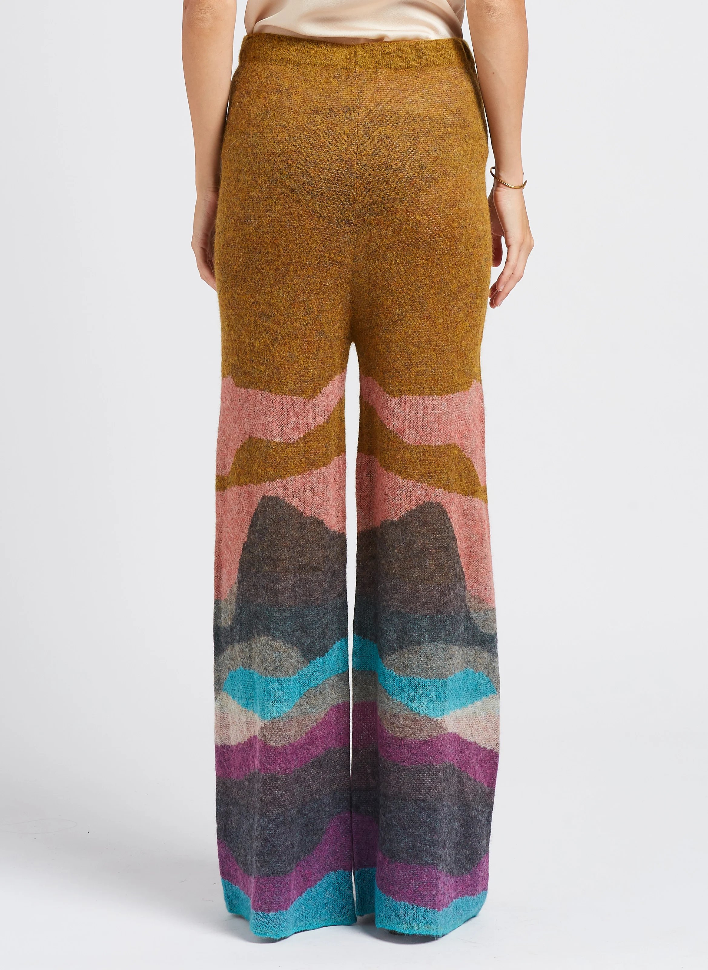 HINA - Pantalon droit en laine mélangée | Multicolore