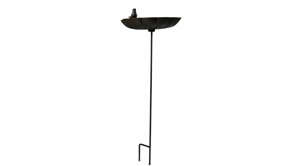 Abreuvoir oiseau sur pied fonte fonte marron 29x26x81cm