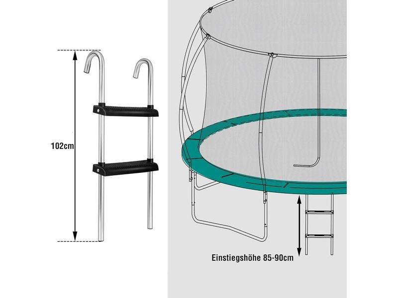 KOOR Trampolin mit Leiter, Durchmesser: 244 cm Gartentrampolin mit Sicherheitsnetz