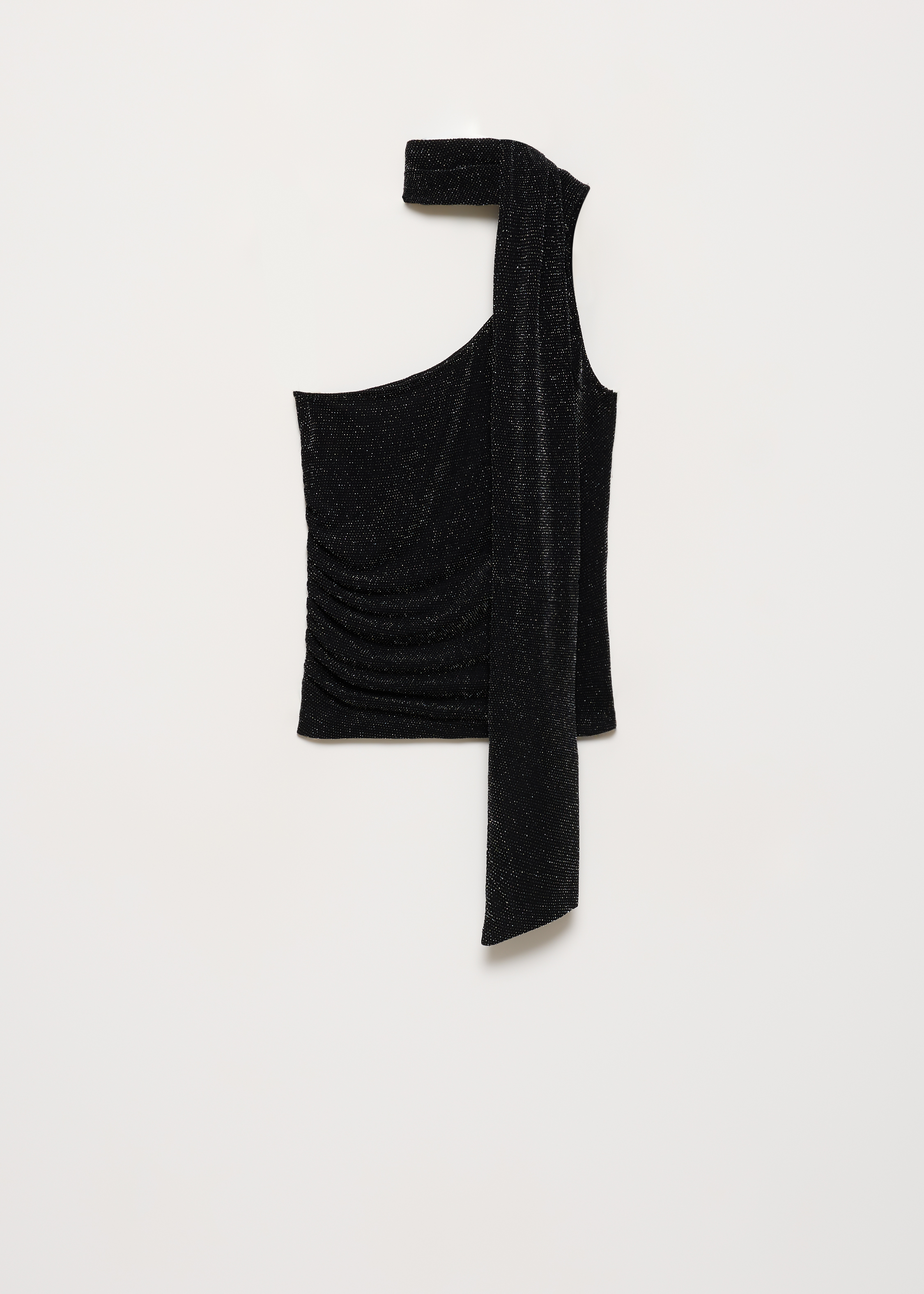 One-shoulder lurex top met scarf