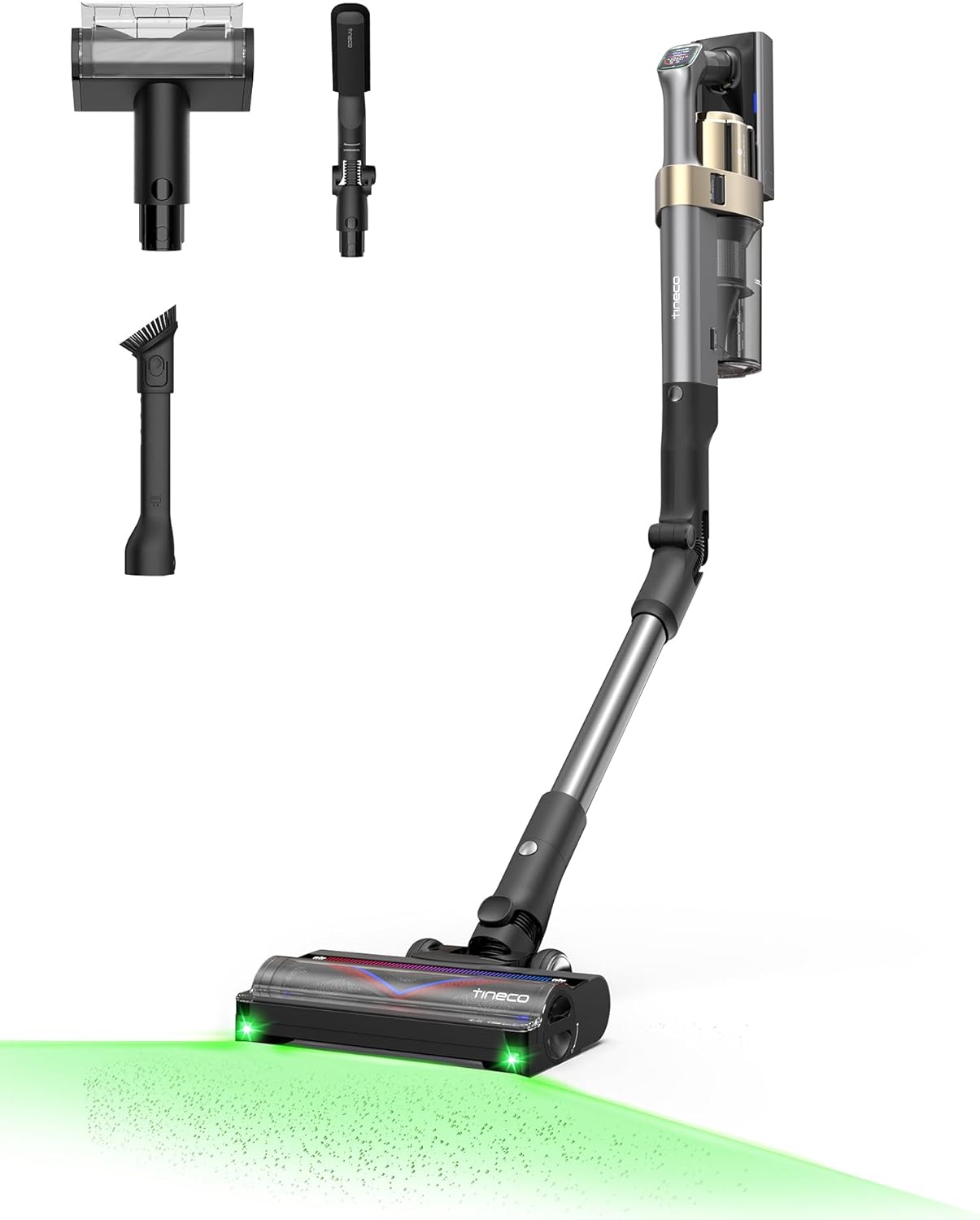 Tineco Pure ONE A90S Akku Staubsauger, 270AW Saugkraft, 3DSense Master-Bürste, Dreifache Kantenerkennung, bis zu 105 Min. Laufzeit, 150° Grünes LED, für Tierhaare & Teppich