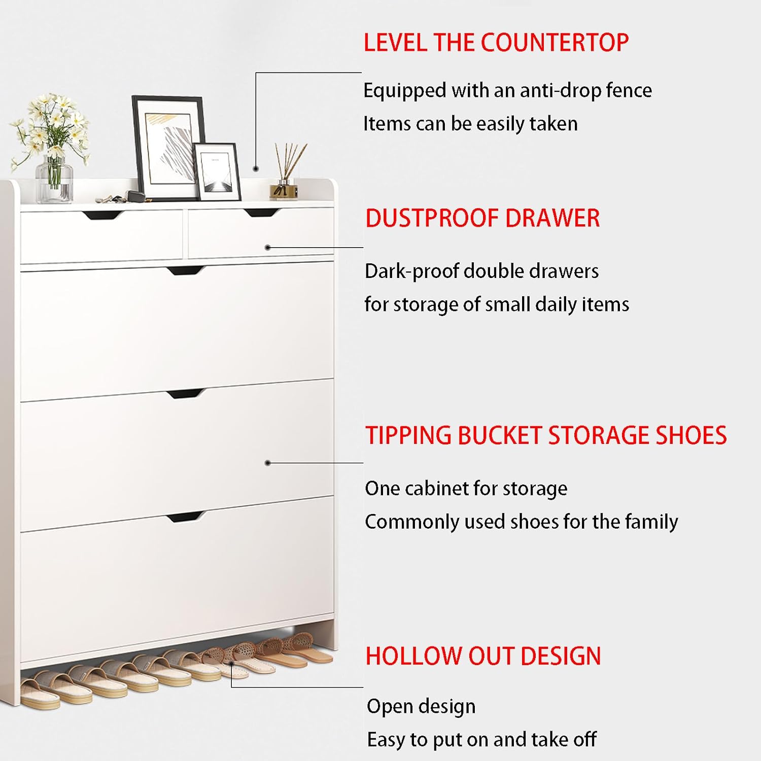 CLoxks Schuhschrank Weiss, Breit, Schuhkipper Und Aufbewahrung für Flur, Wohnzimmer, Balkon, Schlafzimmer