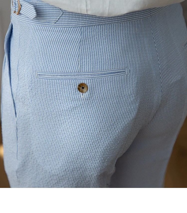 Nightbell - Gestreepte cropped rechte broek met middelhoge taille