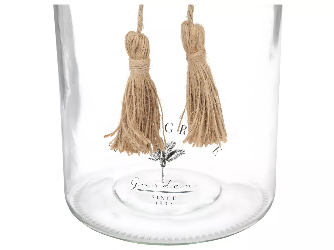 Vase Bocal en Verre transparent et Jute H 25 cm