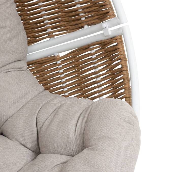 Fauteuil oeuf suspendu ORBIANA Taupe & Blanc