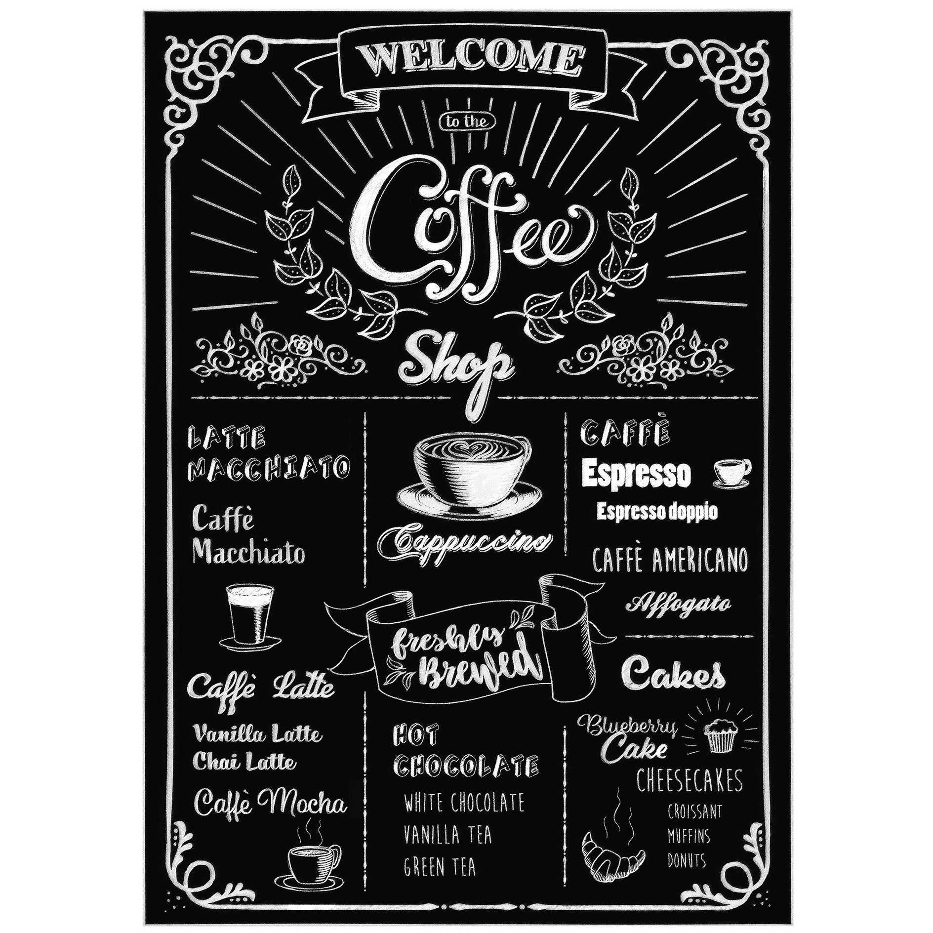 Wandtattoo COFFEESHOP - schwarz-weiß - 50x70 cm