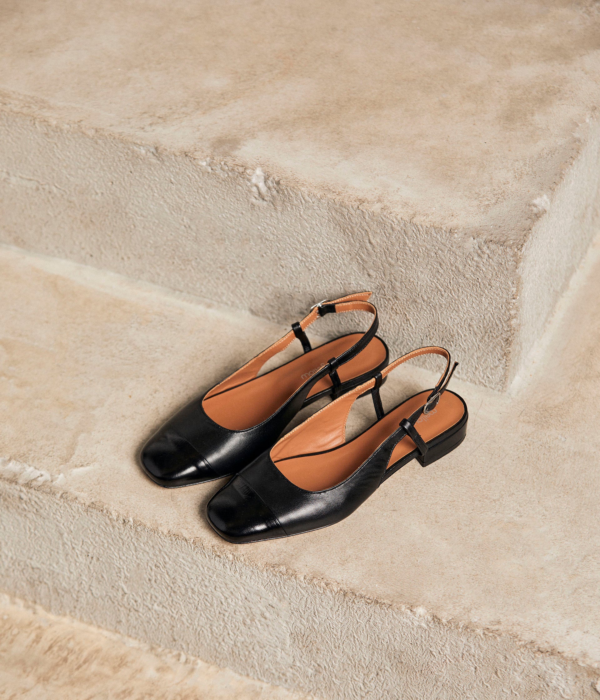Slingbacks cuir noir Georgia
