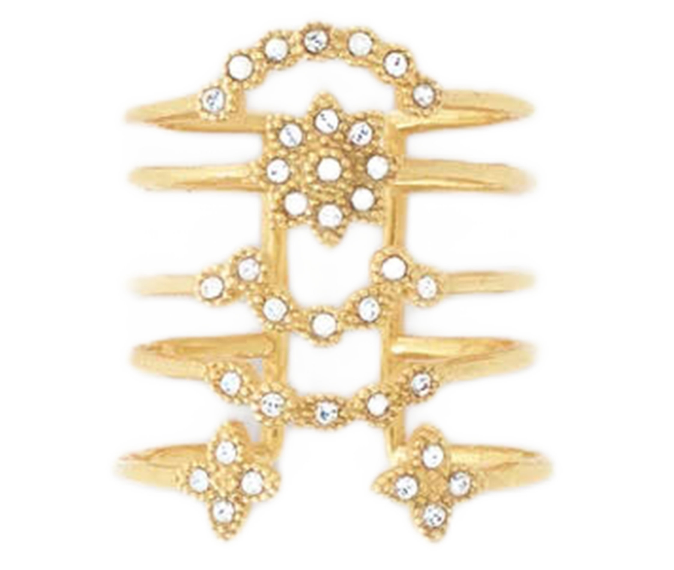 Bague multi-anneaux avec pierres | Doré