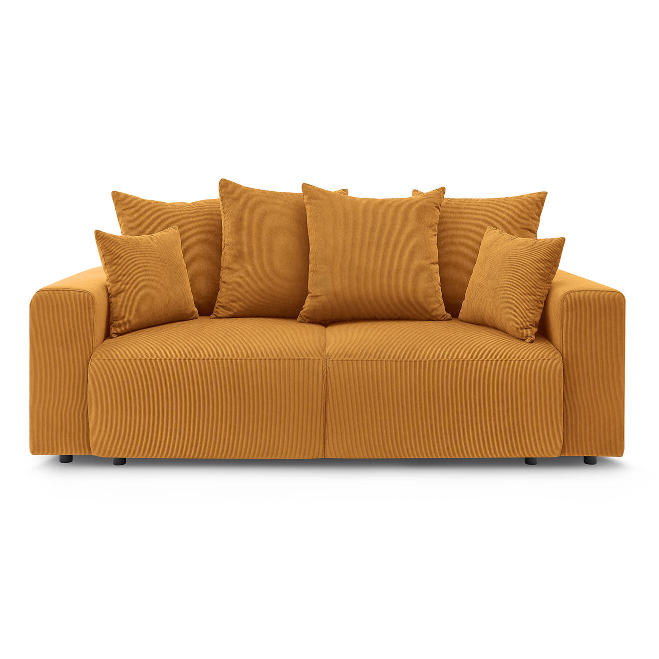 Bobochic Canapé droit fixe 2 places envy velours côtelé jaune - 210x100x95 cm