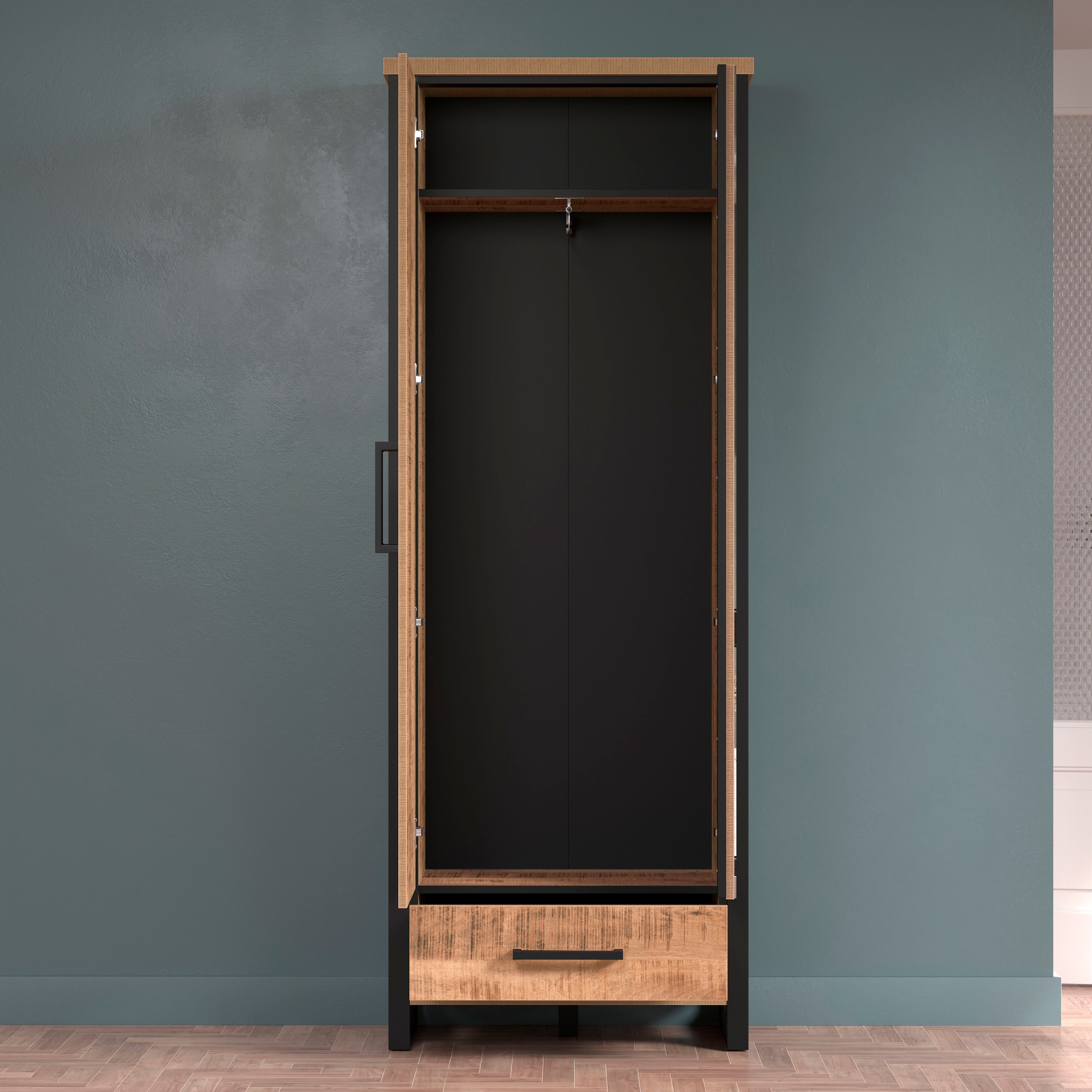 Home affaire Garderobenschrank »Elda« 1 Stk. tlg. Schrank mit ausziehbarer Kleiderstange, 2 Türen – (B/T/H) 73/39/195 cm