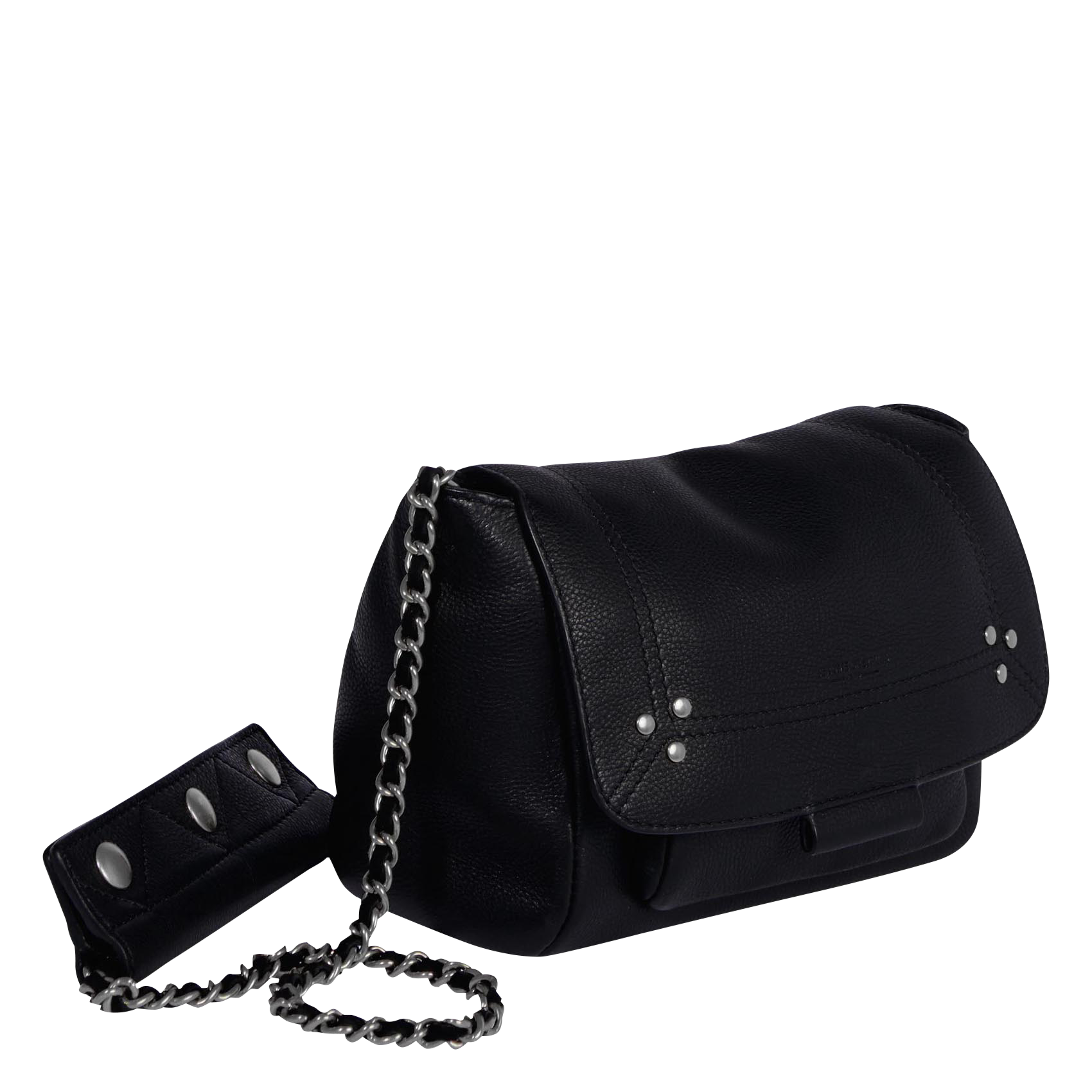 LULU S - Mini sac porté épaule en cuir | Noir