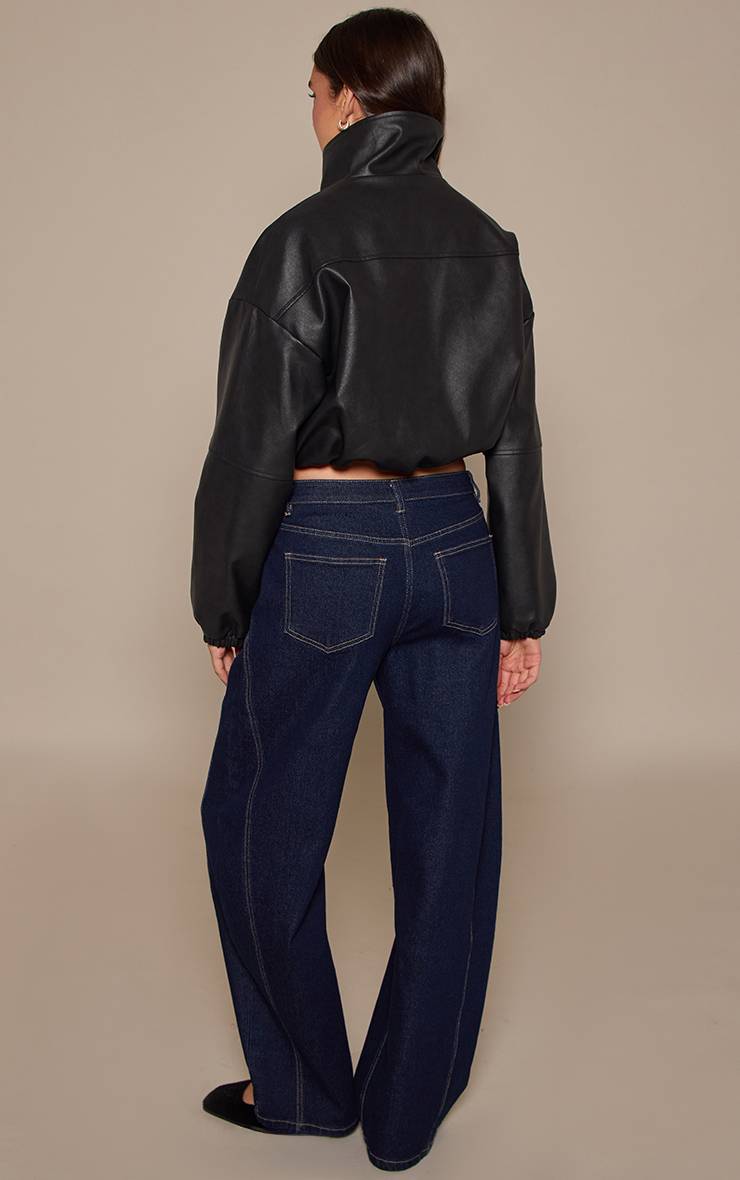 Bleu Indigo Jean Barrel Taille Mi-haute Stretch