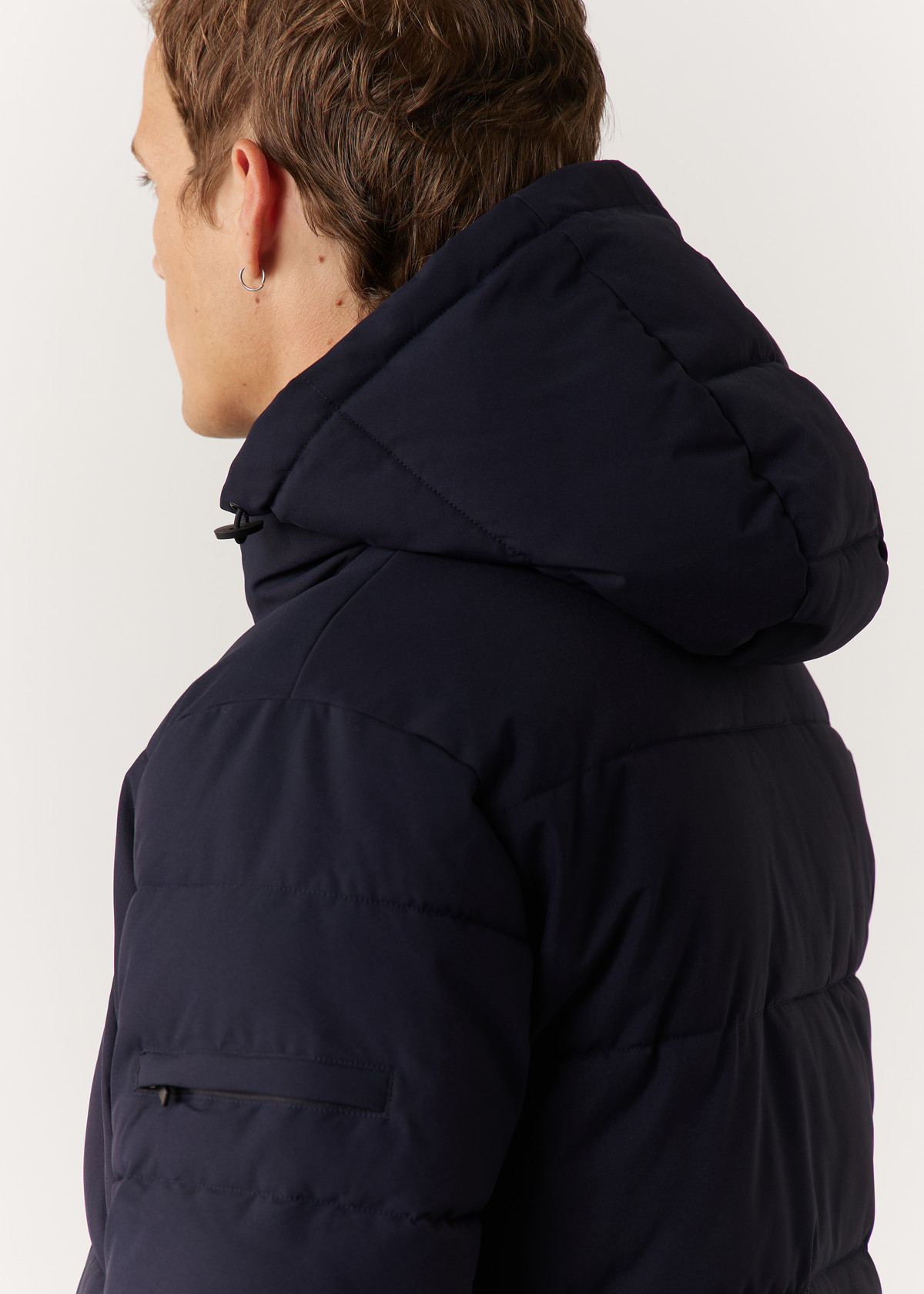 Parka matelassée unie bleu marine à capuche