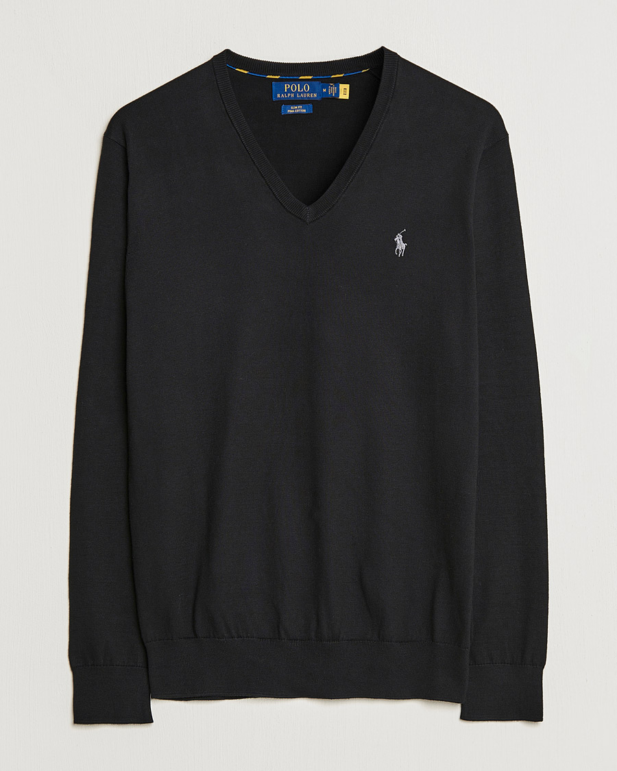 Polo Ralph Lauren Pima Cotton V-neck Pullover Polo Black