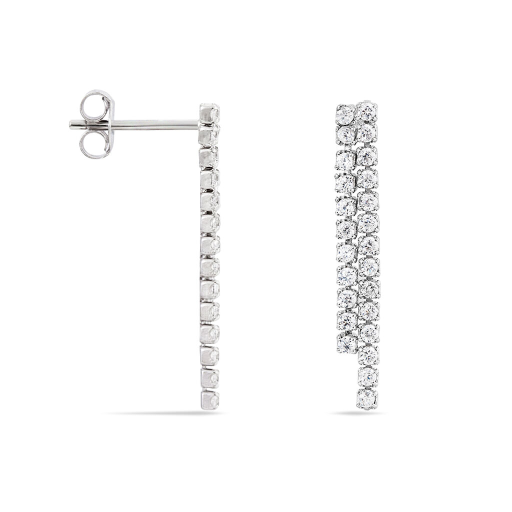 Boucles D'oreilles Pendantes Louann Argent Blanc Oxyde De Zirconium