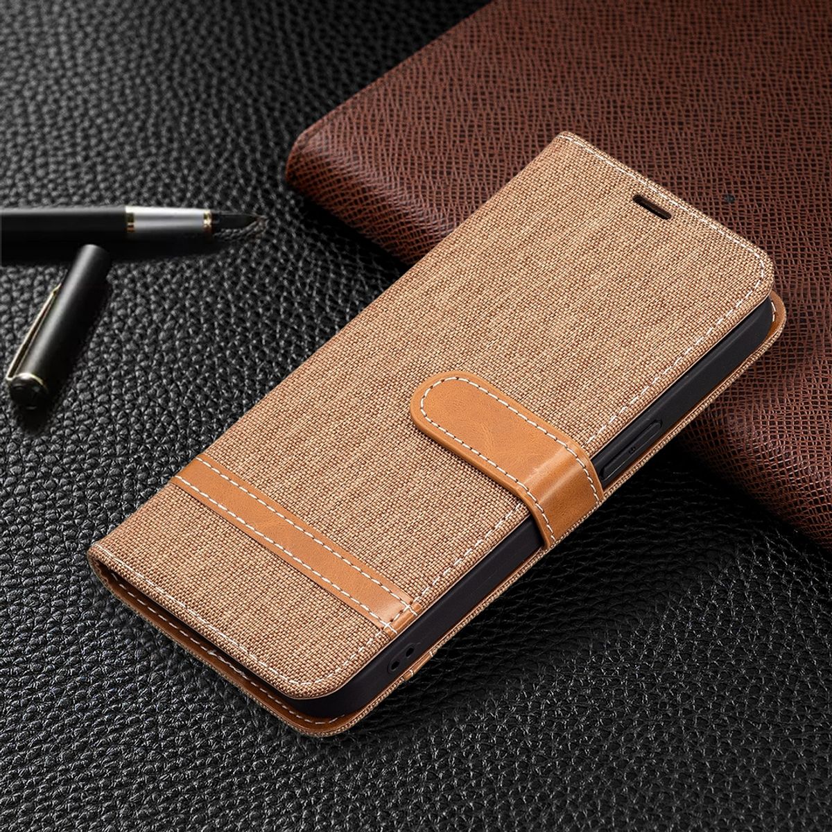 Hülle Handy Schutz für Apple iPhone 13 mini Case Cover Tasche Etuis Bumper Braun