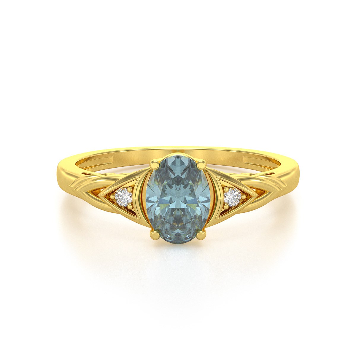 Bague ADEN Or 585 Jaune Aigue-Marine et diamants 2grs