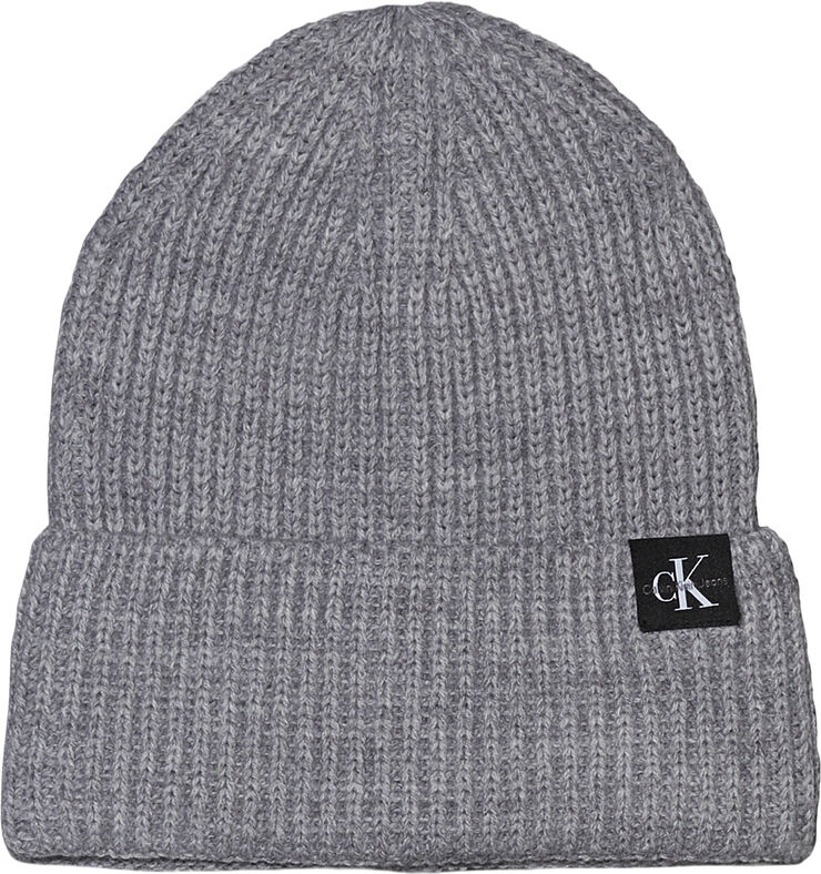 Calvin Klein MONOGRAM RIB BEANIE Grey heather