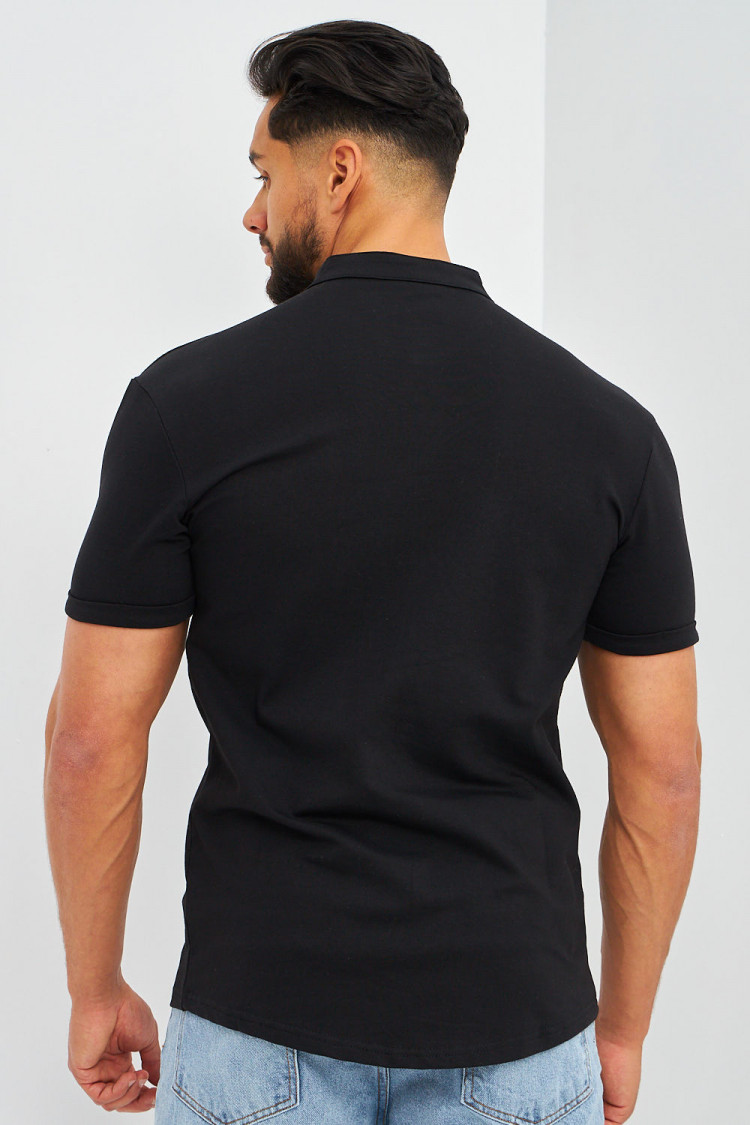 Chemise noire col officier Brentiny