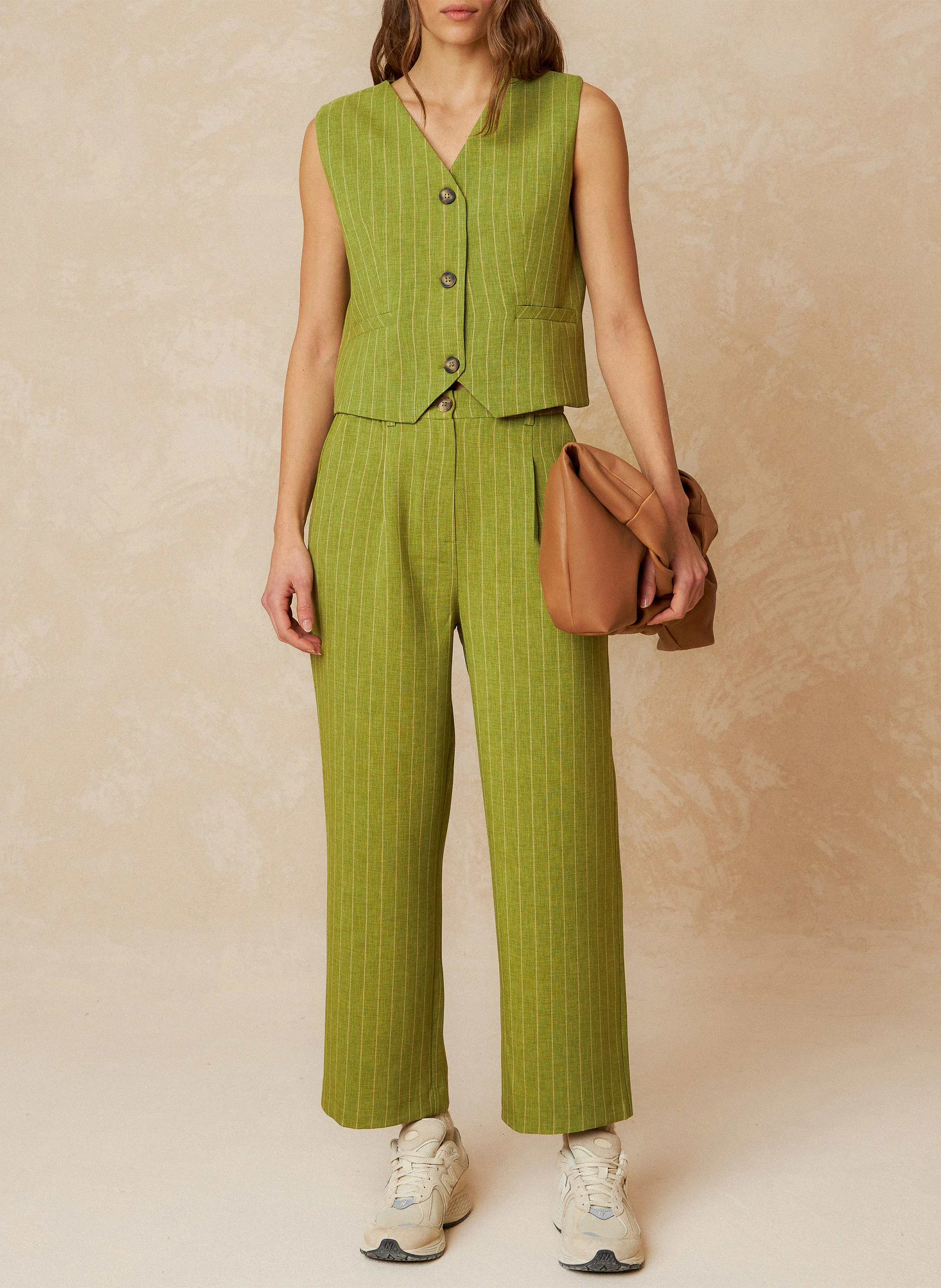 JARED - Pantalon à pinces à rayures | Vert