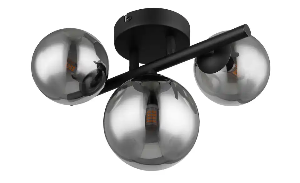 Deckenleuchte 20 cm 3-flammig 28,5 cm 23,5 cm Schwarz, transparent