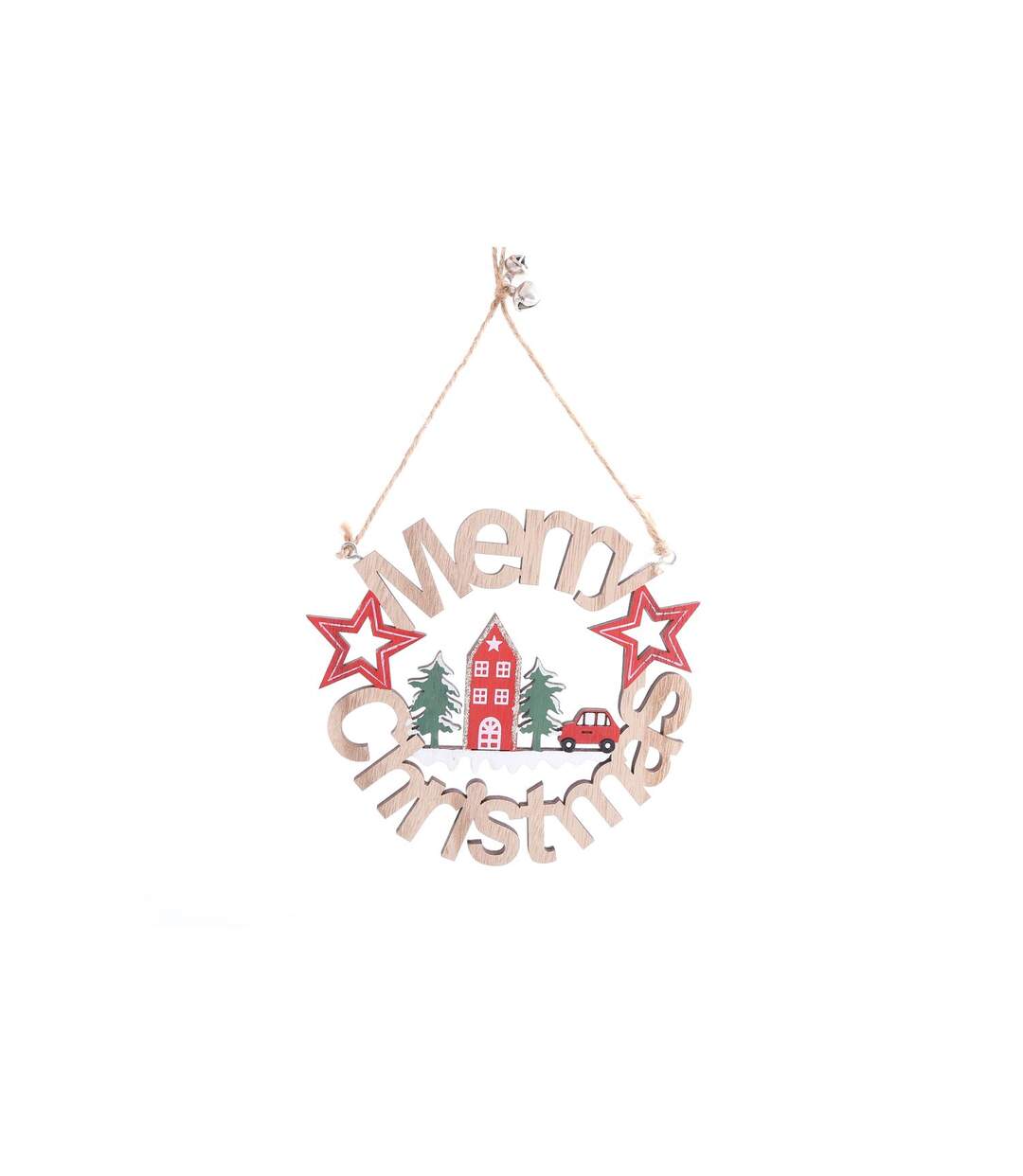 Décoration de Noël en bois à suspendre Xmas Tradi - Beige