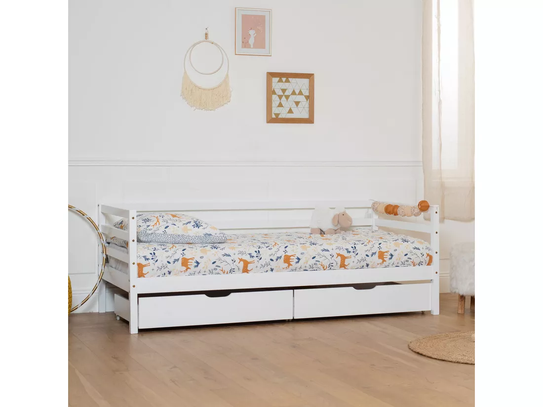 Lit banquette pour enfant 190x90cm avec tiroirs JULES - HAPPY GARDEN