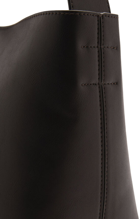 MANGO Short handle shopper bag Dark brown