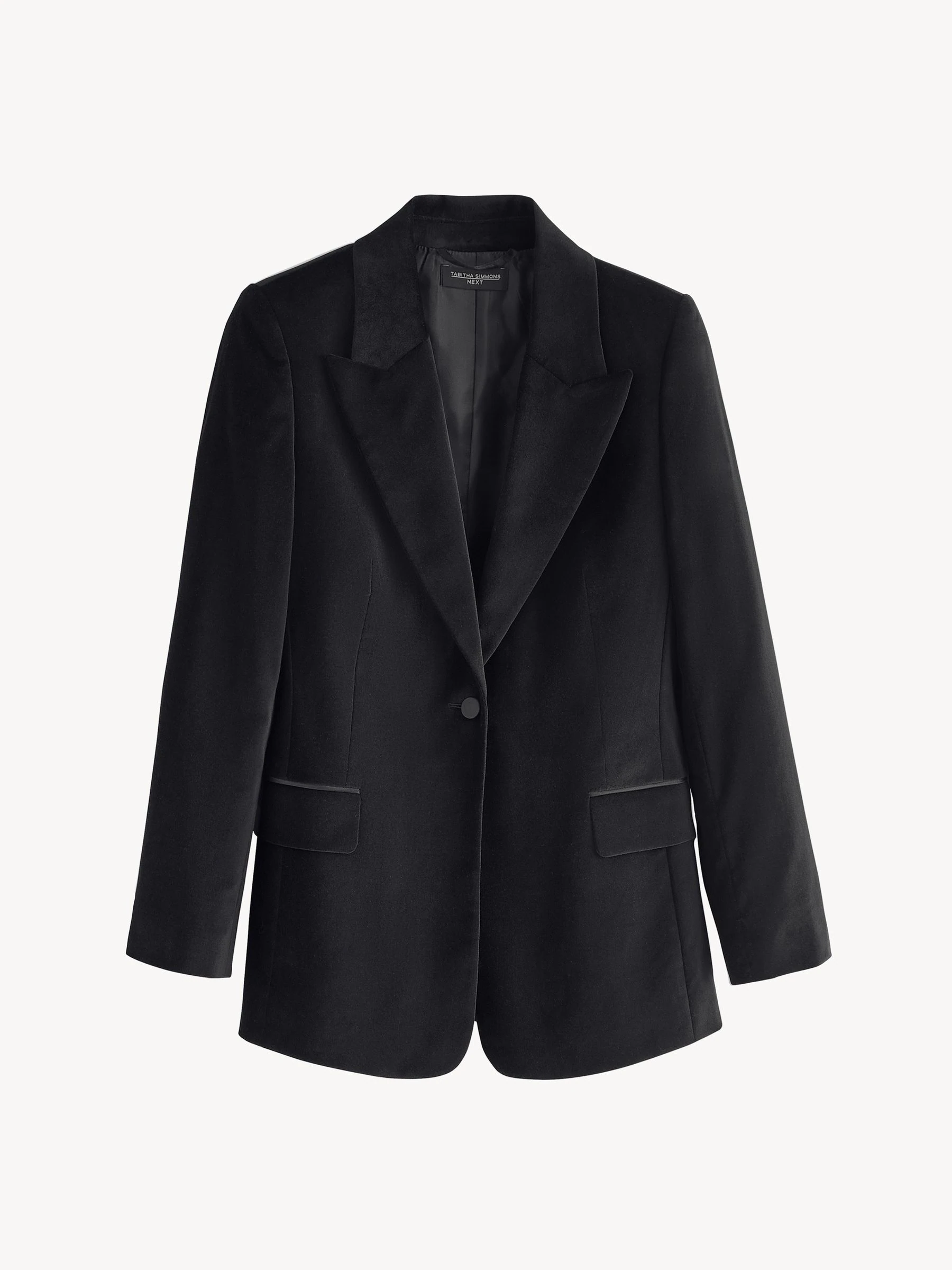 Zwart - Tabitha Simmons X Next katoenen fluwelen single breasted blazer