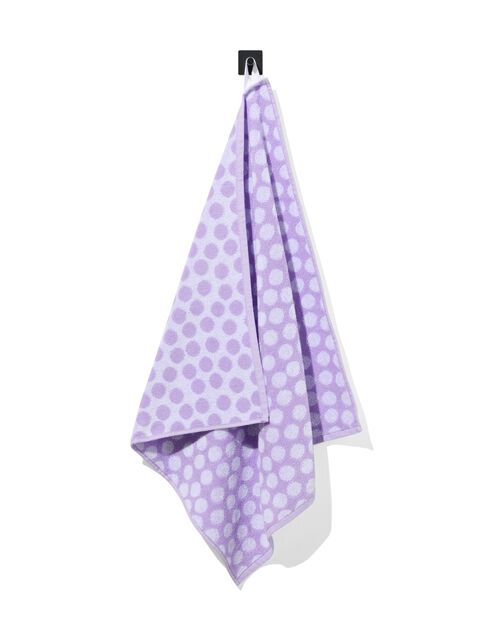 essuie-mains 50x50 coton lilas à pois