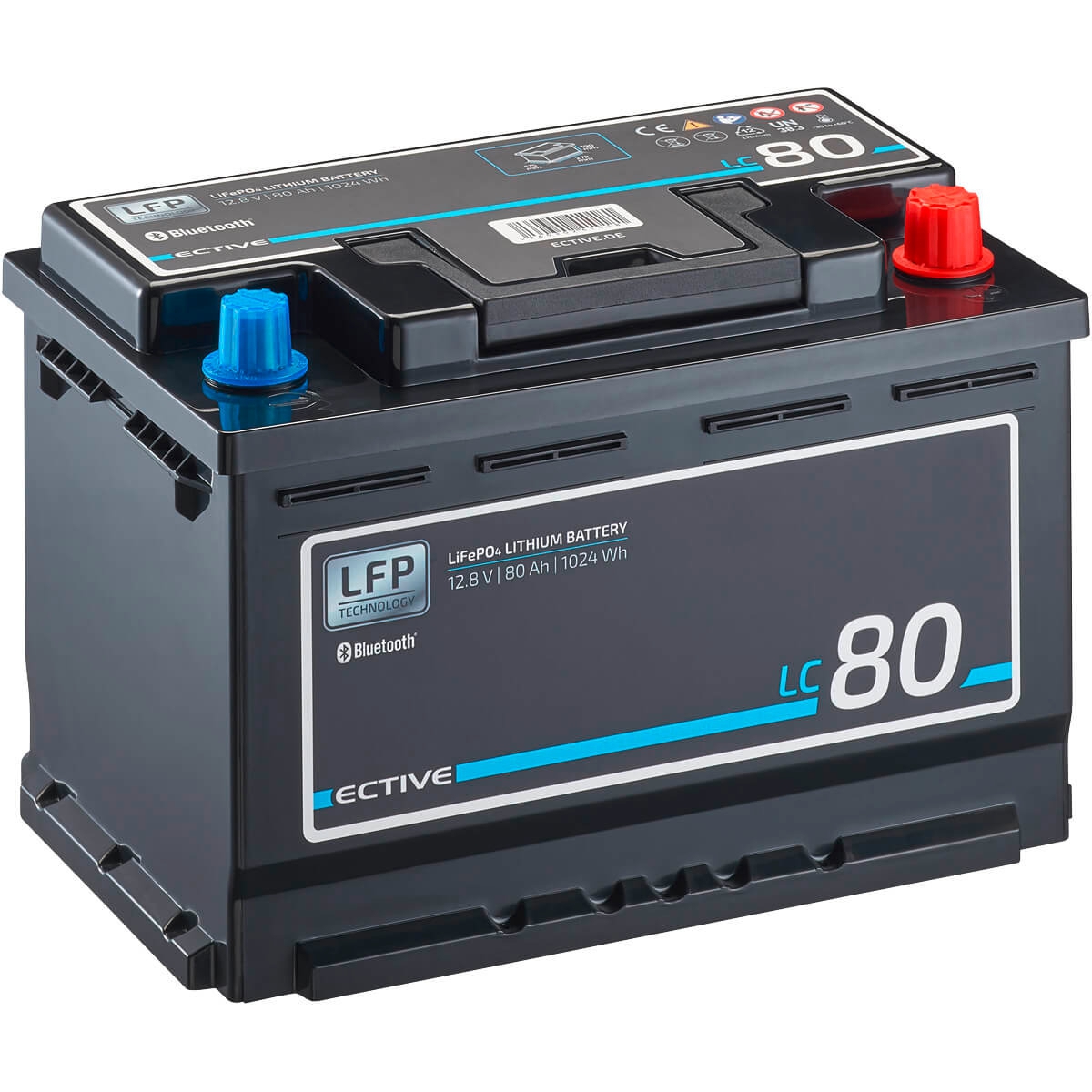 ECTIVE LC 80 BT LiFePO4 Lithium Versorgungsbatterie mit Bluetoothmodul 12 V 80 Ah