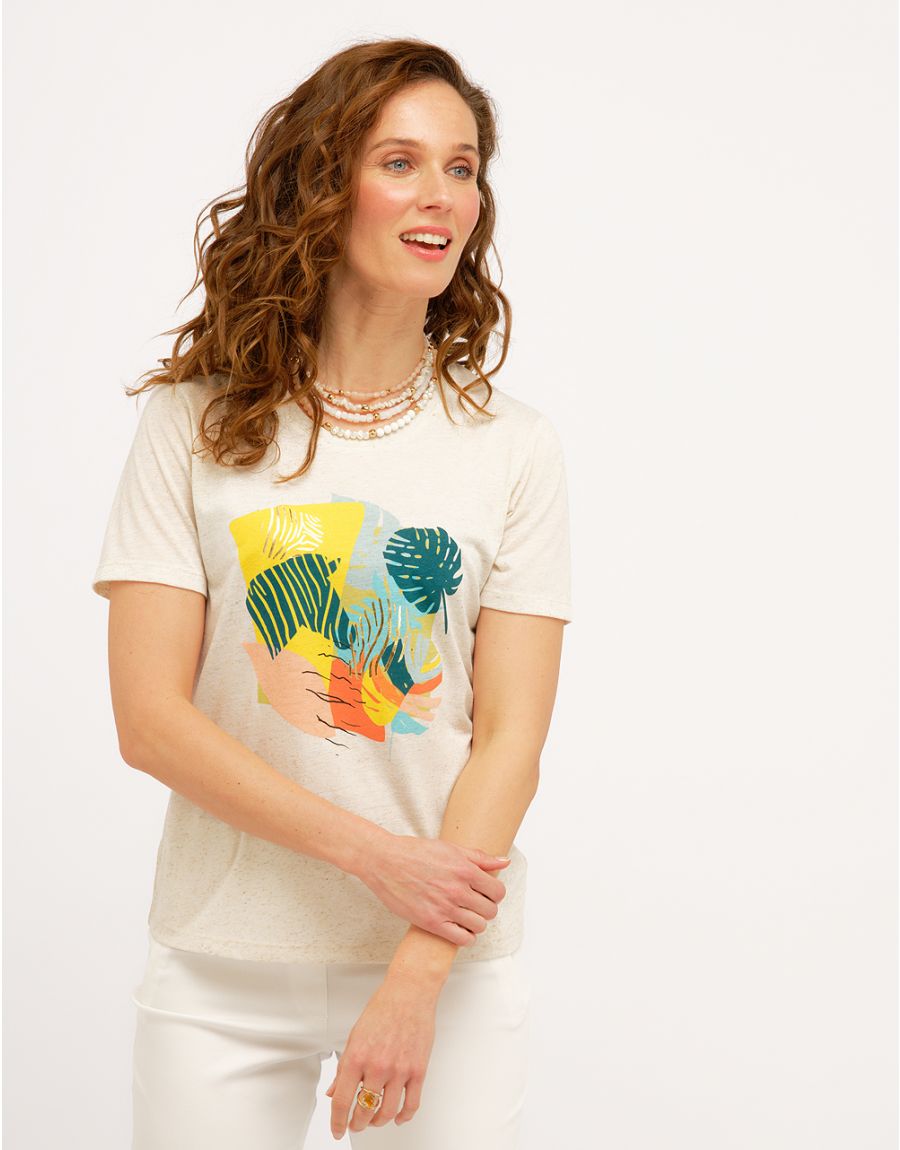 T-shirt beige 15% lin